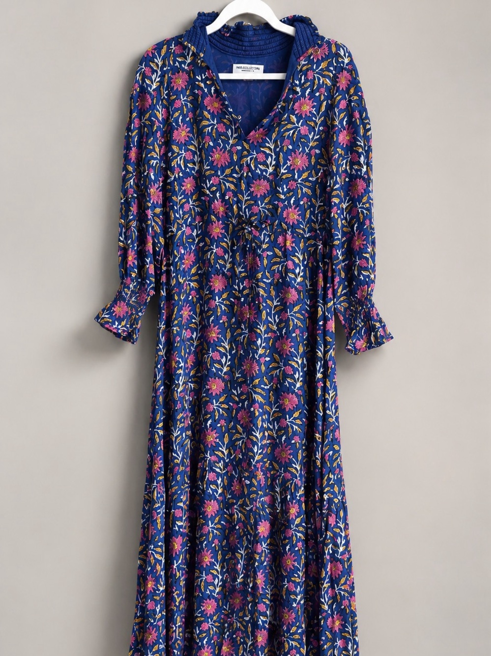 Emerson Fry Navy Floral Maxi Dress with Pink & Green Print